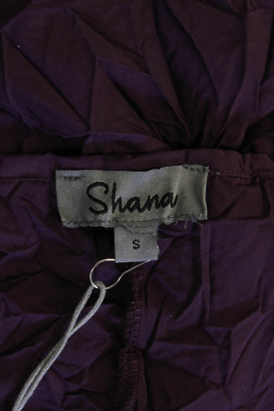 Shana Womens Textured Round Neck 3/4 Sleeve Pullover Blouse Top Purple Size S