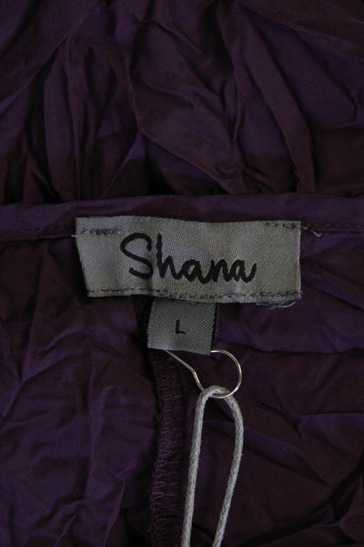 Shana Womens Textured Round Neck 3/4 Sleeve Pullover Blouse Top Purple Size L