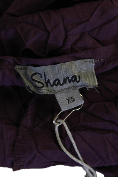 Shana Womens Textured Round Neck 3/4 Sleeve Pullover Blouse Top Purple Size XS