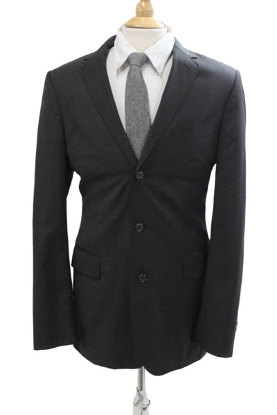 J Crew Mens Three Button Notched Lapel Blazer Jacket Dark Gray Wool Size 40L