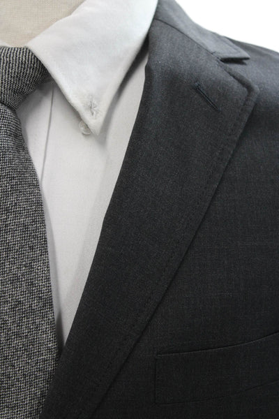 J Crew Mens Three Button Notched Lapel Blazer Jacket Dark Gray Wool Size 40L