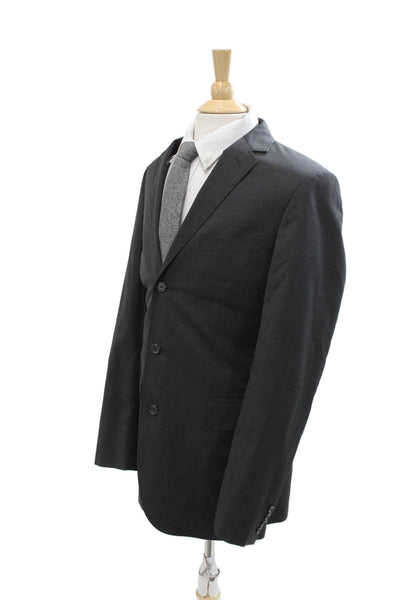 J Crew Mens Three Button Notched Lapel Blazer Jacket Dark Gray Wool Size 40L