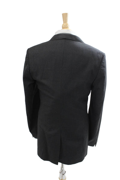 J Crew Mens Three Button Notched Lapel Blazer Jacket Dark Gray Wool Size 40L