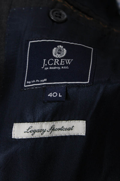 J Crew Mens Three Button Notched Lapel Blazer Jacket Dark Gray Wool Size 40L