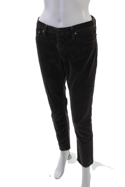 Adriano Goldschmied Womens Textured Slim Straight Corduroy Pants Brown Size EUR