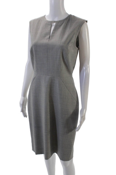 J Crew Womens Sleeveless Round Neck Pleated Mid Length Dress Gray Size 6