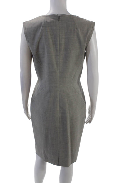 J Crew Womens Sleeveless Round Neck Pleated Mid Length Dress Gray Size 6