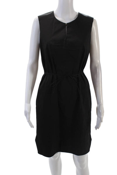 BOSS Womens Textured Round Neck Sleeveless Lined Mid Length Dress Black Size S
