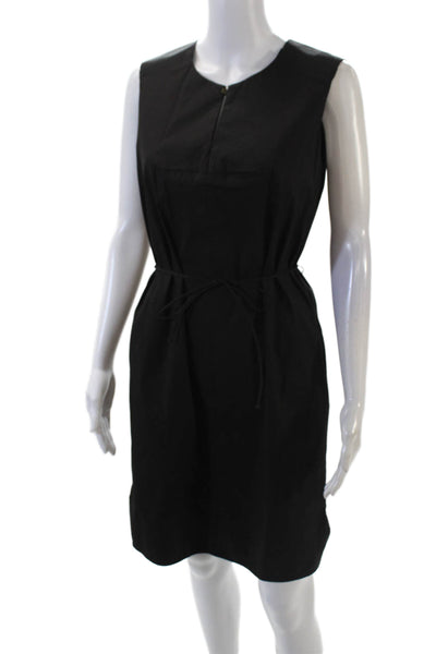 BOSS Womens Textured Round Neck Sleeveless Lined Mid Length Dress Black Size S