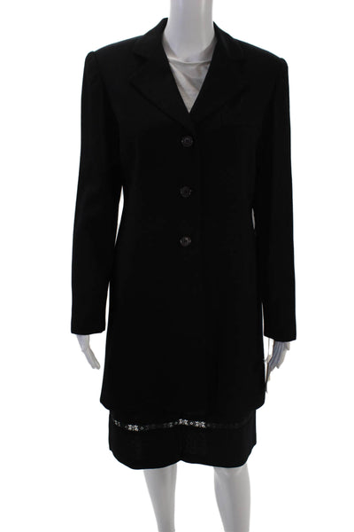 TOTOnKO Womens Wool Long Sleeve Button Pleated Pea Coat Jacket Black Size 06