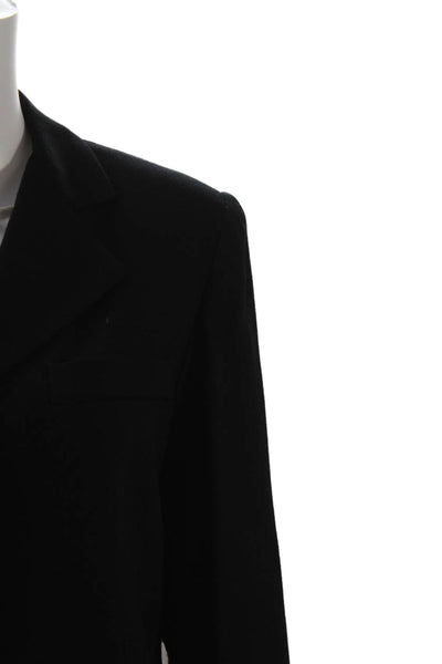 TOTOnKO Womens Wool Long Sleeve Button Pleated Pea Coat Jacket Black Size 06