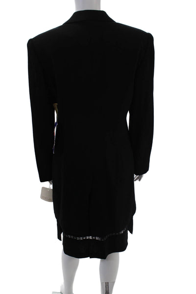 TOTOnKO Womens Wool Long Sleeve Button Pleated Pea Coat Jacket Black Size 06