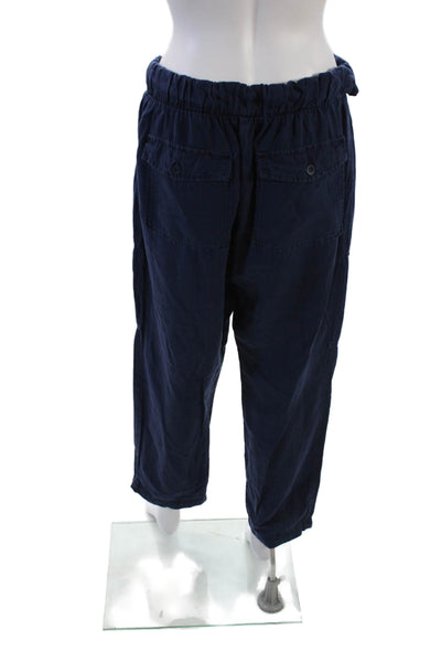 Bella Dahl Womens High Rise Drawstring Waist Slim Leg Pants Navy Blue Size Large