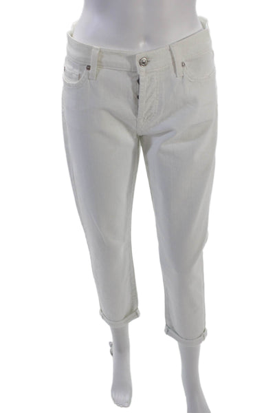 7 For All Mankind Womens Slim Boyfriend Josefina Jeans White Cotton Size 28