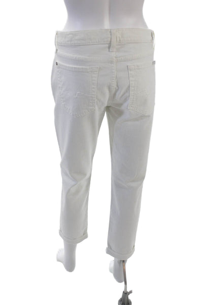 7 For All Mankind Womens Slim Boyfriend Josefina Jeans White Cotton Size 28