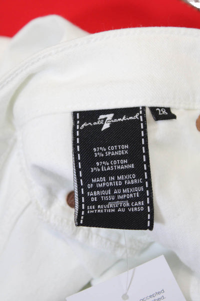 7 For All Mankind Womens Slim Boyfriend Josefina Jeans White Cotton Size 28