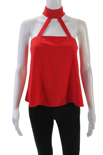 Amanda Uprichard Womens Choker Neck Tank Top Poppy Red Size Extra Small