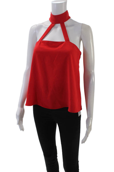 Amanda Uprichard Womens Choker Neck Tank Top Poppy Red Size Extra Small