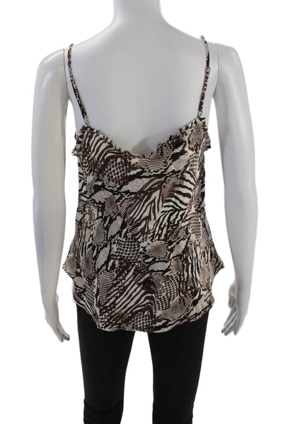 Wilfred Womens Silk Snakeskin Print V Neck Tank Top Black Brown Size Small