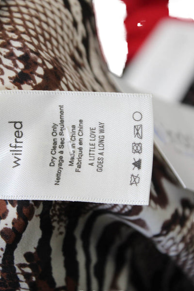Wilfred Womens Silk Snakeskin Print V Neck Tank Top Black Brown Size Small