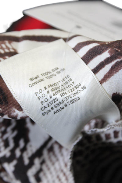 Wilfred Womens Silk Snakeskin Print V Neck Tank Top Black Brown Size Small
