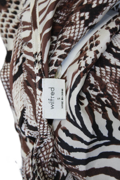 Wilfred Womens Silk Snakeskin Print V Neck Tank Top Black Brown Size Small