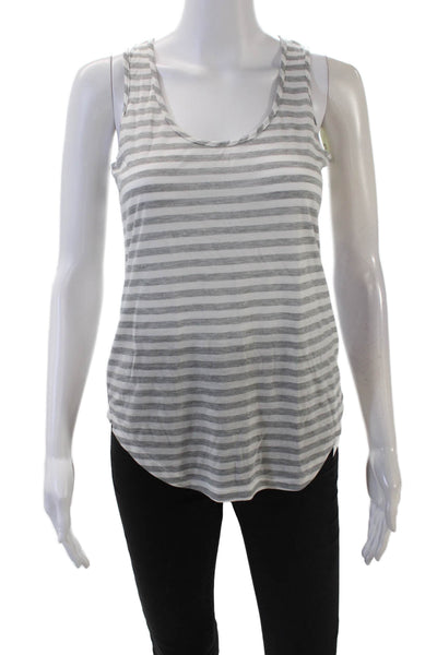 J Brand Womens Striped Sleeveless Tank Top Heather Grey White Size Extra Small