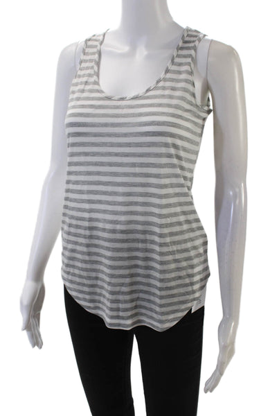 J Brand Womens Striped Sleeveless Tank Top Heather Grey White Size Extra Small