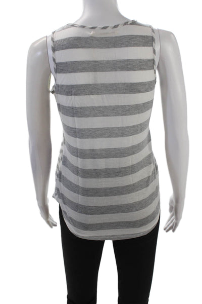 J Brand Womens Striped Sleeveless Tank Top Heather Grey White Size Extra Small