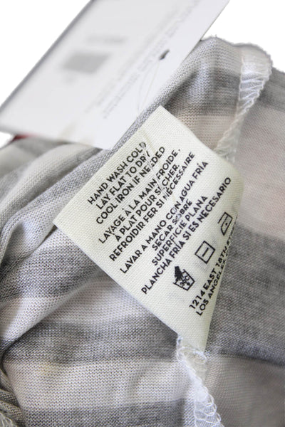 J Brand Womens Striped Sleeveless Tank Top Heather Grey White Size Extra Small