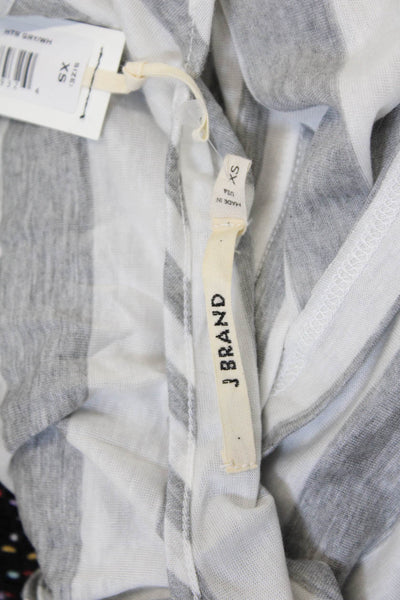 J Brand Womens Striped Sleeveless Tank Top Heather Grey White Size Extra Small