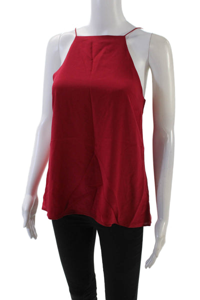 Cami NYC Womens Silk Lace Trim Sleeveless Tank Top Ruby Red Size Small