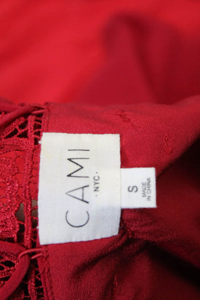 Cami NYC Womens Silk Lace Trim Sleeveless Tank Top Ruby Red Size Small