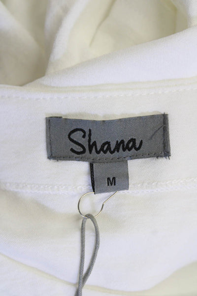 Shana Womens Layered Round Neck 3/4 Sleeve Pullover Blouse Top White Size M