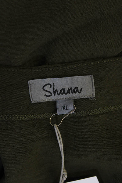 Shana Womens Layered Round Neck 3/4 Sleeve Pullover Blouse Top Olive Size XL