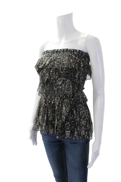 IRO Womens Textured Tiered Floral Printed Tube Top Black Size EUR 34