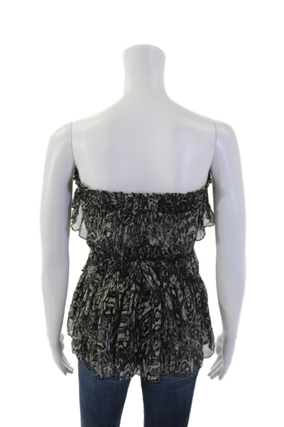 IRO Womens Textured Tiered Floral Printed Tube Top Black Size EUR 34