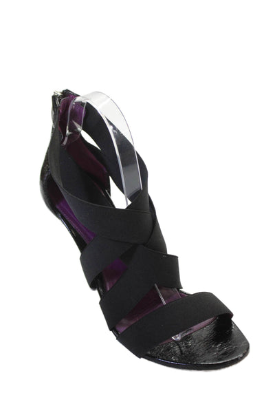 Sergio Rossi Womens Leather Strappy Zip Detail Stiletto Heels Black Size 9
