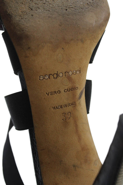Sergio Rossi Womens Leather Strappy Zip Detail Stiletto Heels Black Size 9