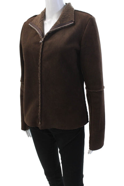 Velvet Womens Full Zipper Mock Neck Jacket Chocolate Brown Size Medium