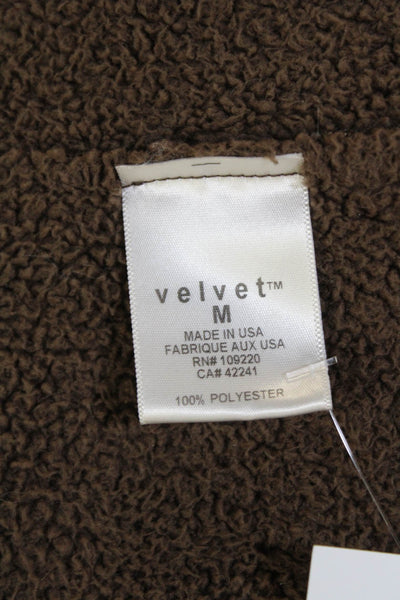 Velvet Womens Full Zipper Mock Neck Jacket Chocolate Brown Size Medium