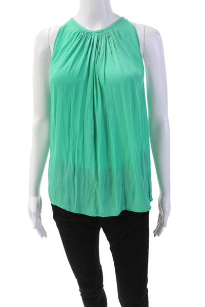 Ramy Brook Womens Solid Round Neck Pullover Tank Top Blouse Green Size XS