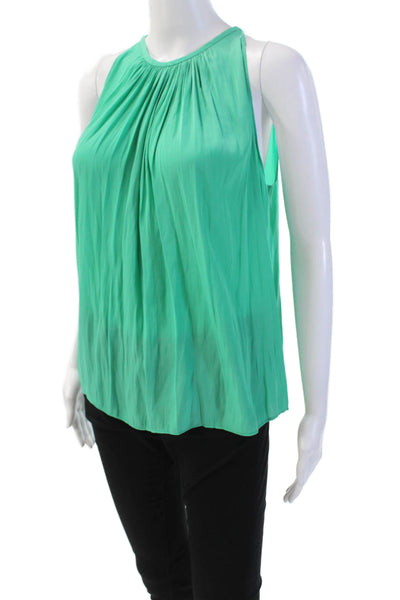 Ramy Brook Womens Solid Round Neck Pullover Tank Top Blouse Green Size XS