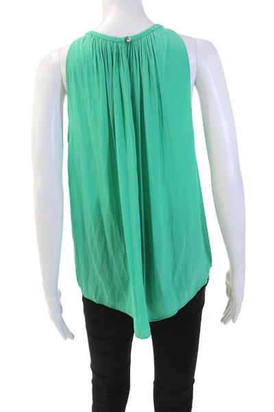 Ramy Brook Womens Solid Round Neck Pullover Tank Top Blouse Green Size XS