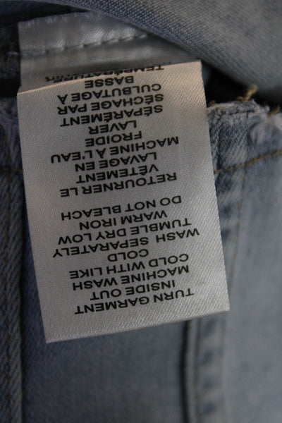 Coco Y Club Womens Cotton Blend Round Neck Button Up Denim Jacket Blue Size S