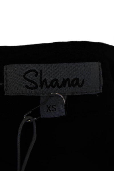 Shana Womens Layered Round Neck 3/4 Sleeve Pullover Blouse Top Black Size XS