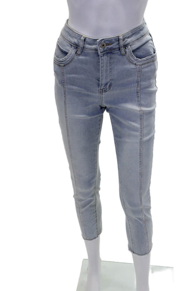 Coco Y Club Womens Cotton Blend Crystal Detail Mid-Rise Skinny Jeans Blue Size 4