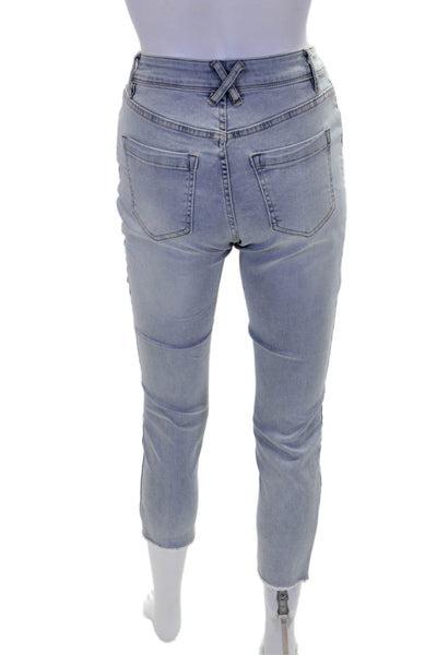 Coco Y Club Womens Cotton Blend Crystal Detail Mid-Rise Skinny Jeans Blue Size 4