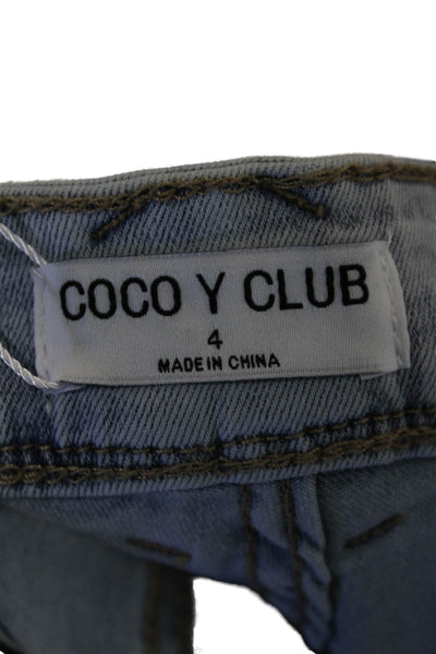 Coco Y Club Womens Cotton Blend Crystal Detail Mid-Rise Skinny Jeans Blue Size 4