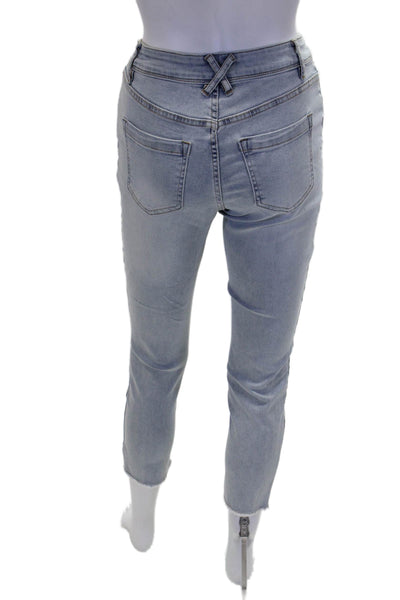 Coco Y Club Womens Cotton Blend Crystal Detail Mid-Rise Skinny Jeans Blue Size 6